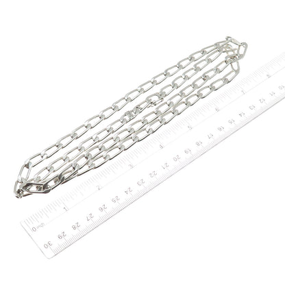 925 Sterling Silver Vintage Mexico Paperclip Chain Necklace 32"