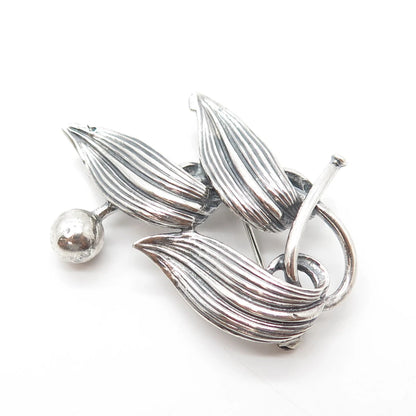 925 Sterling Silver Antique Art Deco Felchcraft Leaf Pin Brooch