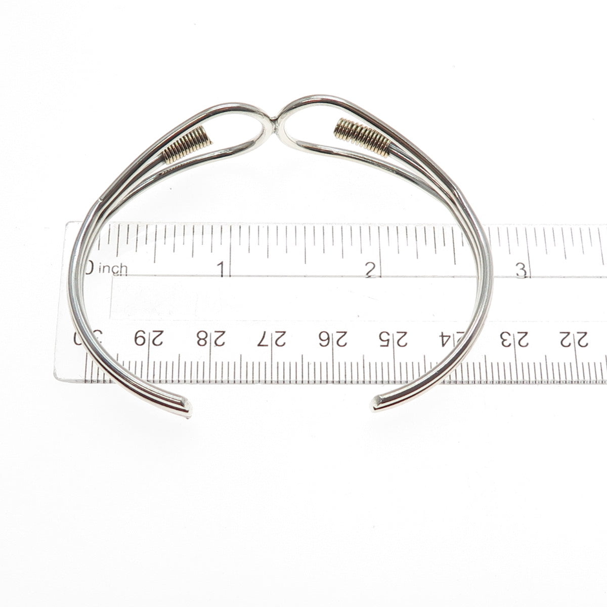 925 Sterling Silver 2-Tone Vintage Modernist Adjustable Cuff Bracelet 7"