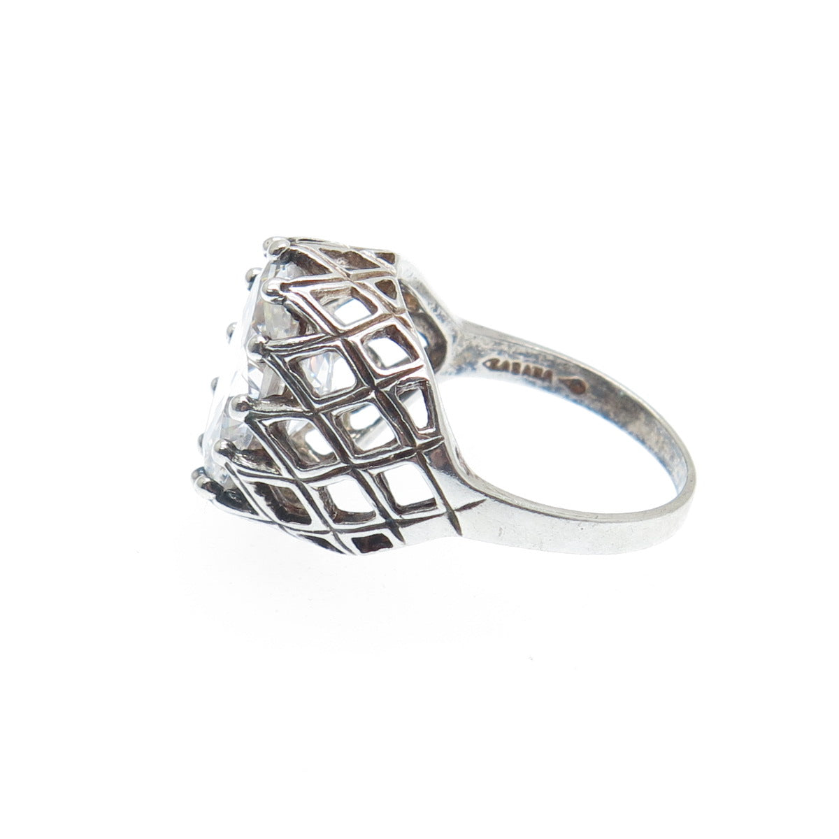 KABANA 925 Sterling Silver Vintage Oval-Cut C Z Woven Oxidized Ring Size 8