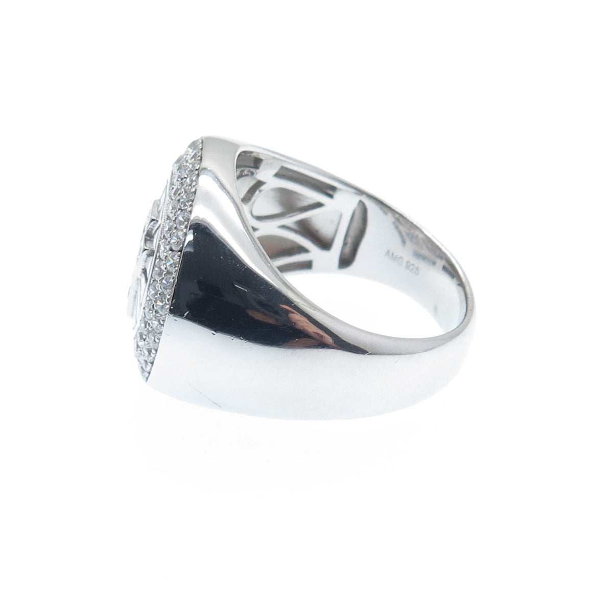 925 Sterling Silver Round-Cut C Z Cross Ring Size 10.25
