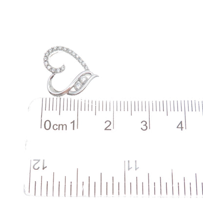 925 Sterling Silver Round-Cut C Z Heart Minimalist Charm Slide Pendant