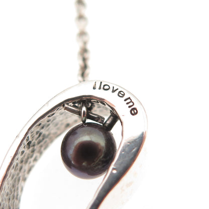 Be Well with Arielle 925 Sterling Silver Vintage Real Pearl Heart Necklace 18"