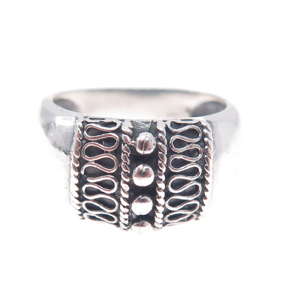 CHARLES WINSTON 925 Sterling Silver Vintage Modernist Swirl Ring Size 7.25