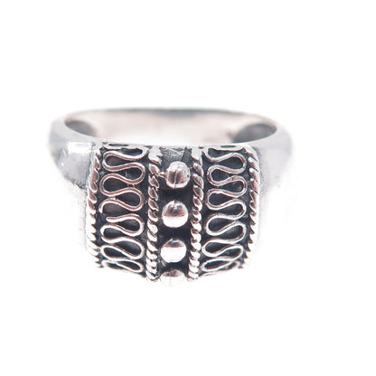 CHARLES WINSTON 925 Sterling Silver Vintage Modernist Swirl Ring Size 7.25