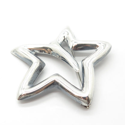 925 Sterling Silver Vintage Mexico Non-Symmetrical Star Handcrafted Pin Brooch