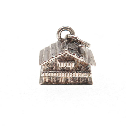 835 Silver Antique Art Deco Swiss Chalet Oxidized 3D Charm Pendant