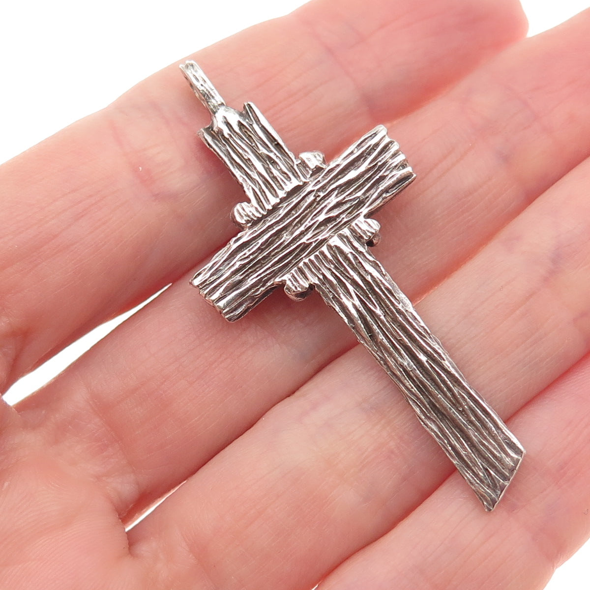 925 Sterling Silver Vintage Cross Oxidized Charm Pendant