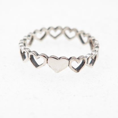 Ste Bee 925 Sterling Silver Vintage Heart All Around Oxidized Band Ring Size 6.5