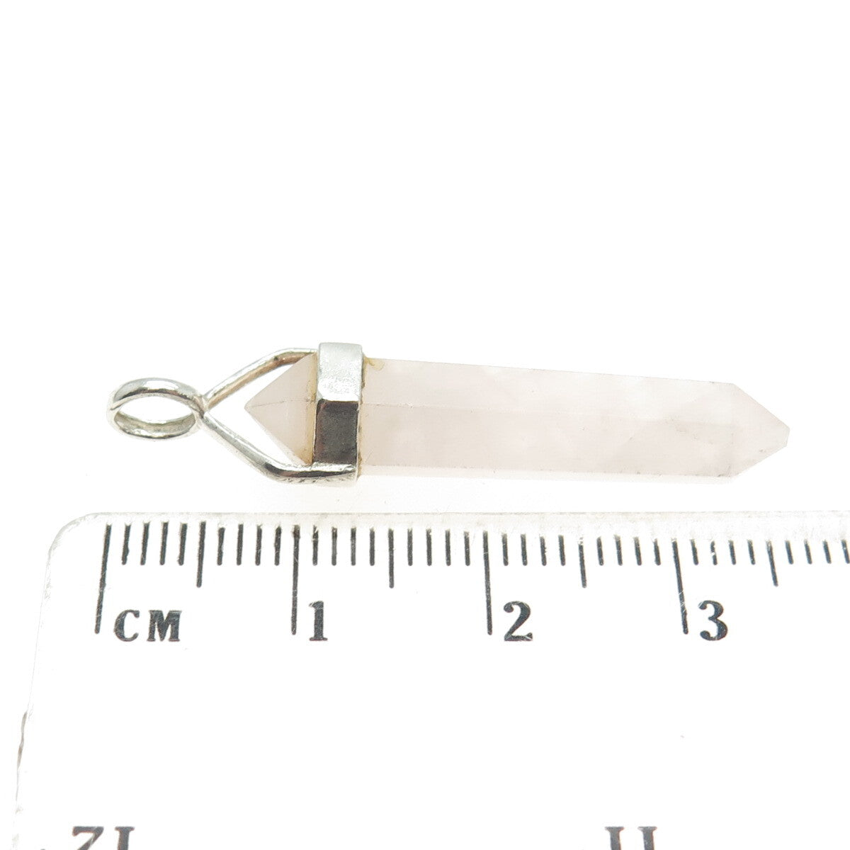 925 Sterling Silver Vintage Real Rose Quartz Amulet Pendant