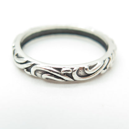 925 Sterling Silver Vintage Swirl Band Ring Size 6.75