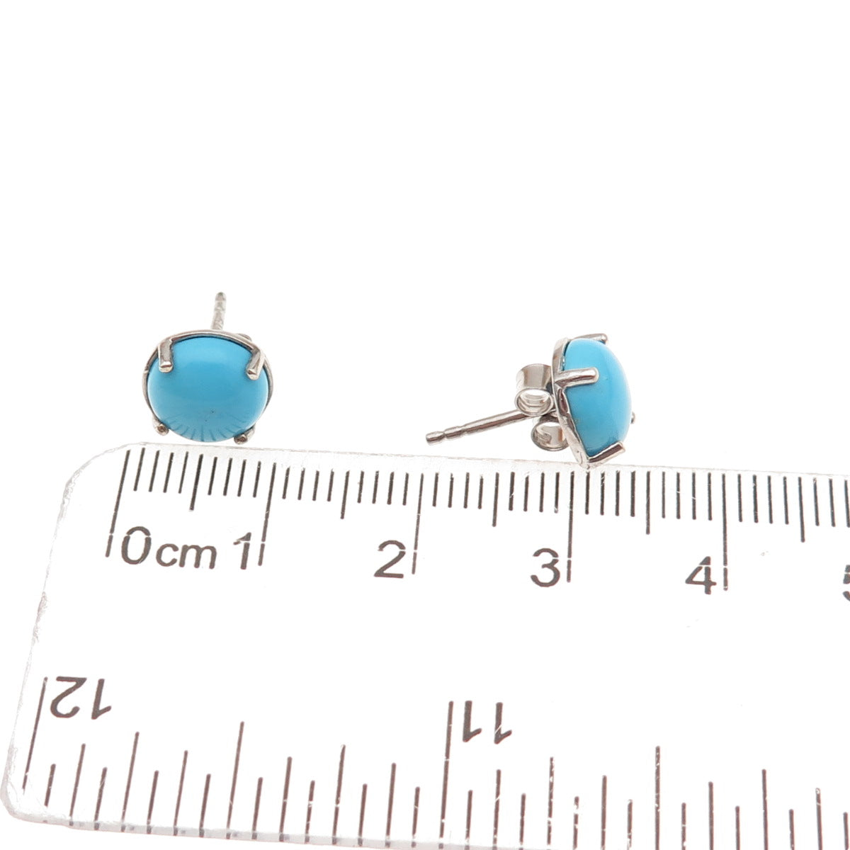 Chuck Clemency 925 Sterling Silver Real Sleeping Beauty Turquoise Stud Earrings