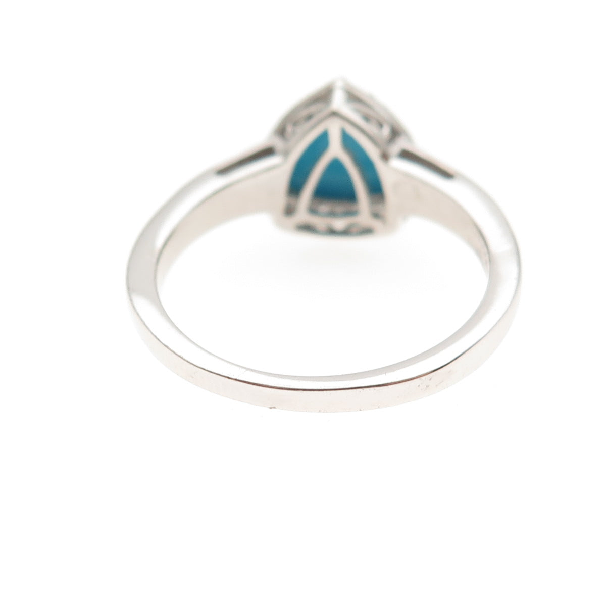 Chuck Clemency 925 Sterling Silver Real Turquoise & White Topaz Ring Size 8