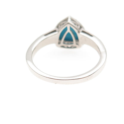 Chuck Clemency 925 Sterling Silver Real Turquoise & White Topaz Ring Size 8