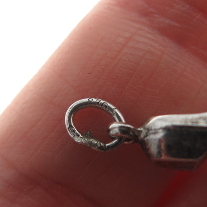 830S Silver Vintage Enamel Dutch Clog Oxidized Mini Charm Pendant