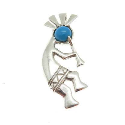 JESSIE CLAW Navajo 925 Sterling Vintage Southwestern Turquoise Kokopelli Pendant