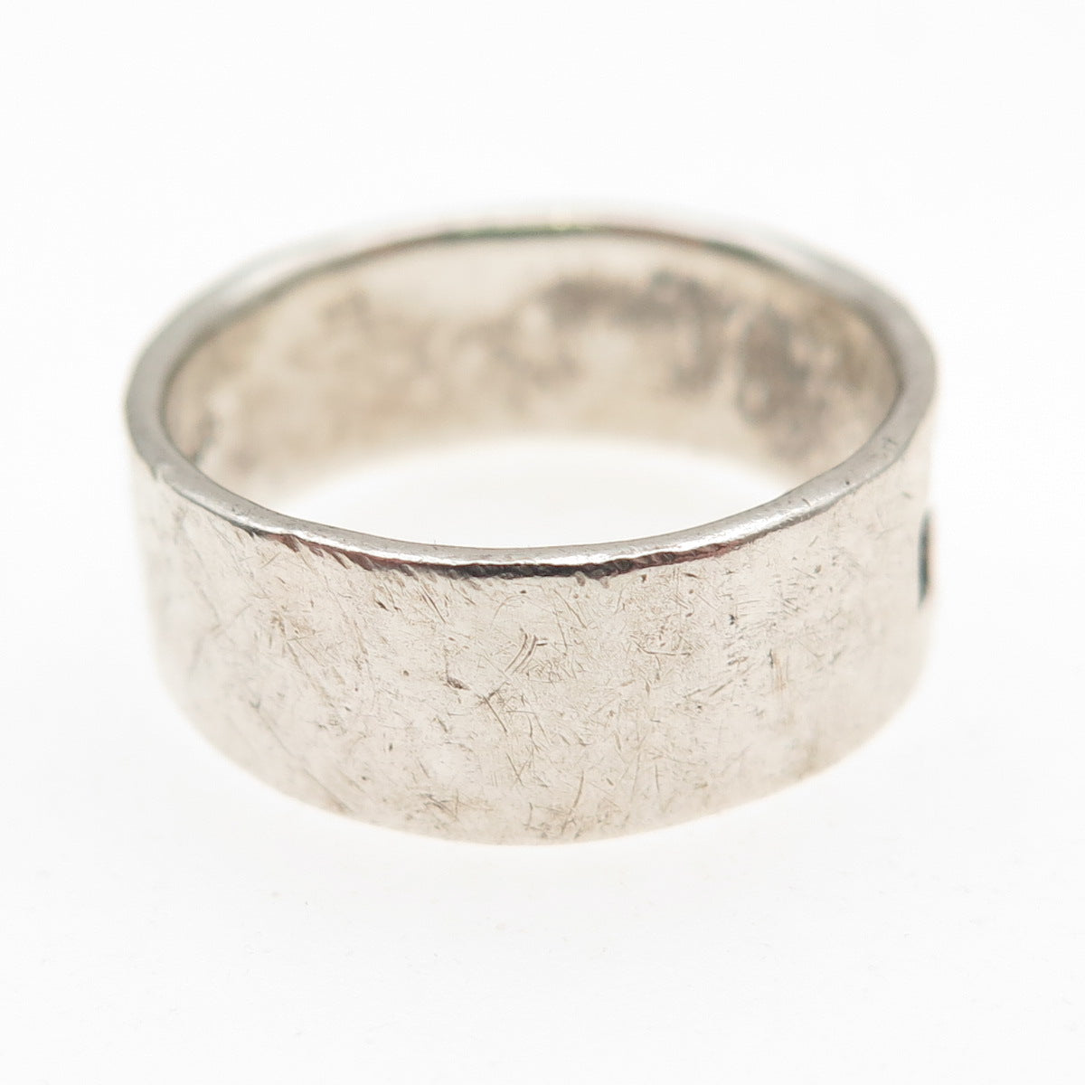 925 Sterling Silver Vintage Cross Hammered Oxidized Band Ring Size 6.5