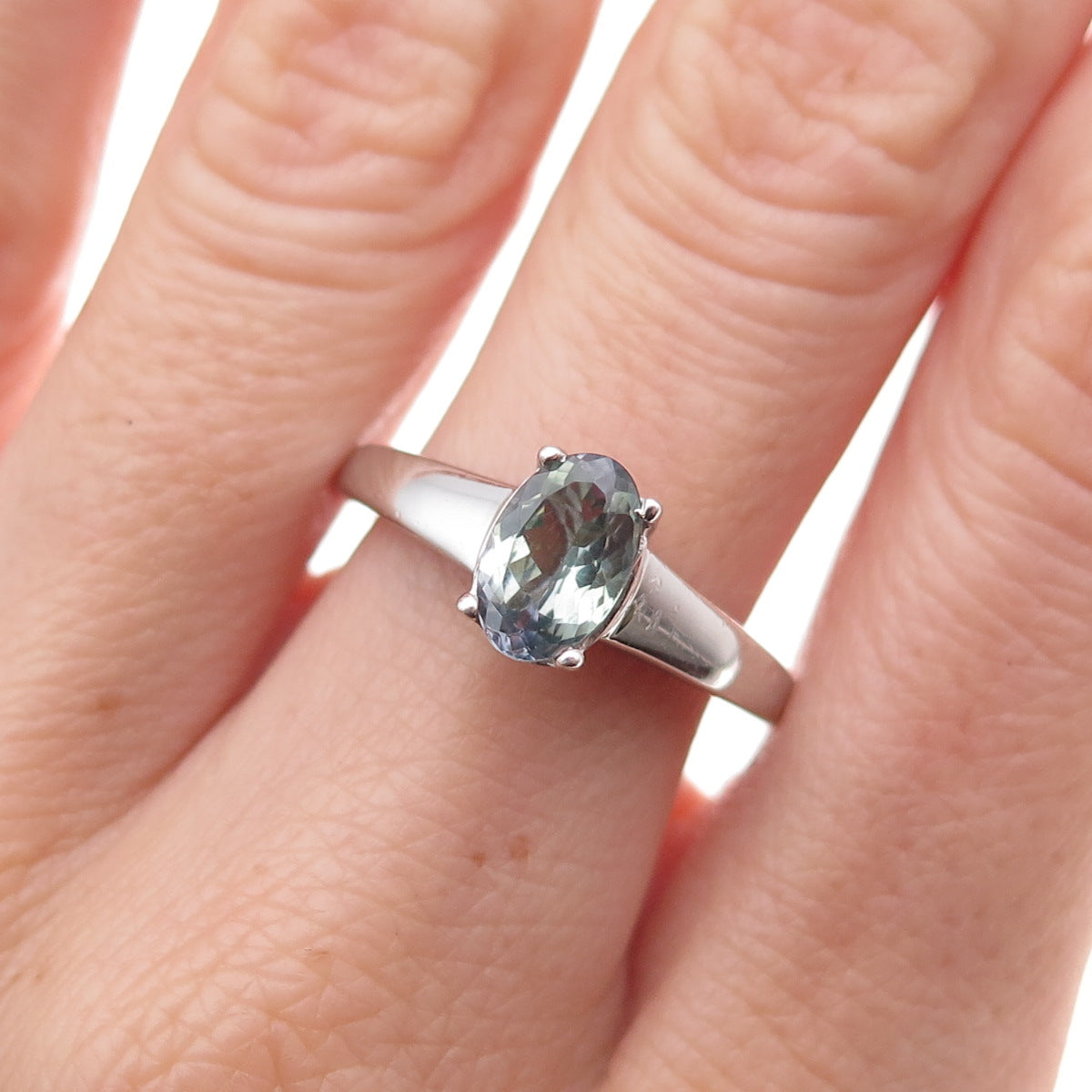 Chuck Clemency 925 Sterling Silver Real Oval-Cut Iolite Ring Size 8