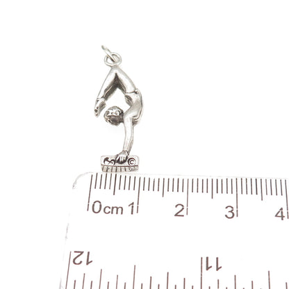 Shube 925 Sterling Silver Vintage Female Gymnast Oxidized 3D Charm Pendant