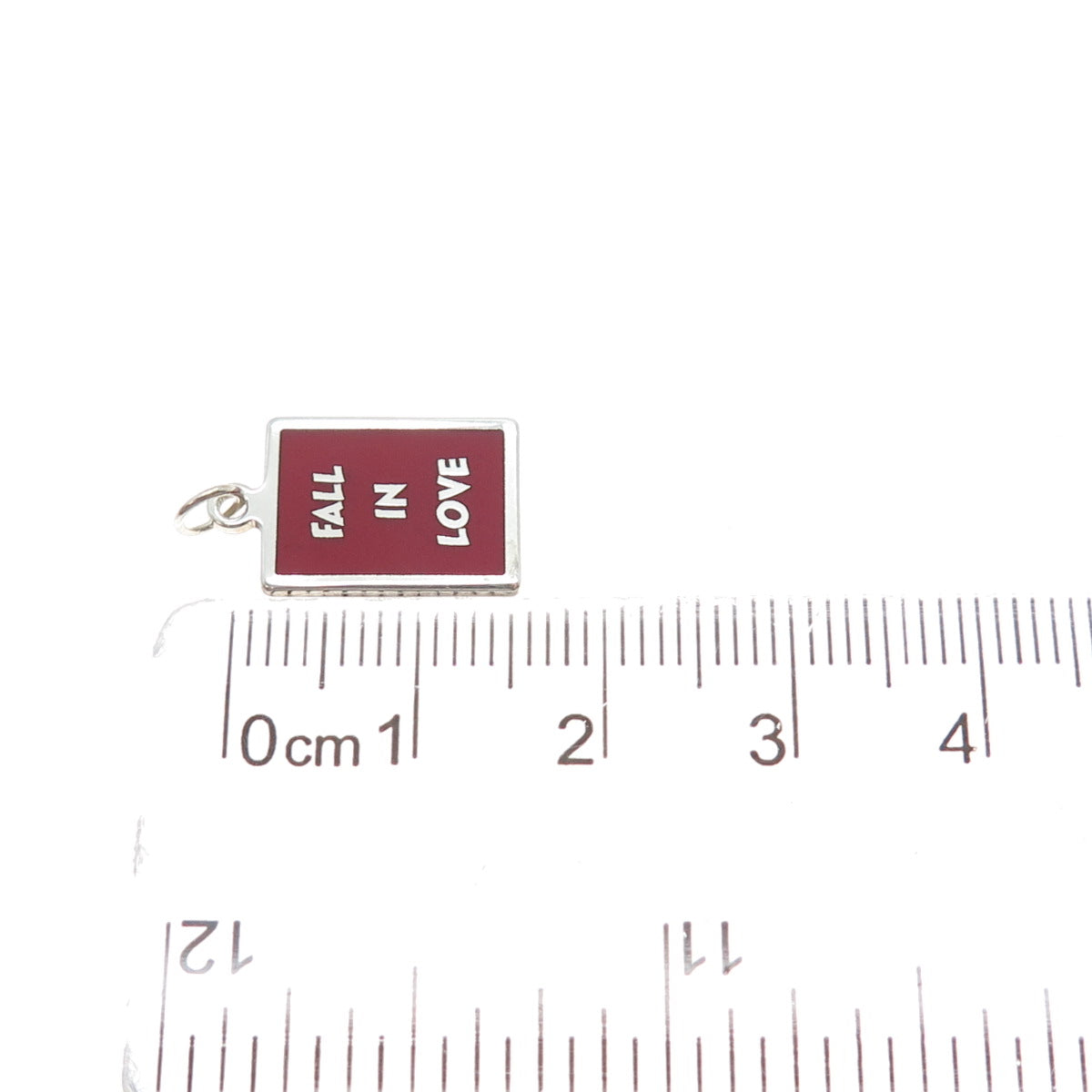 925 Sterling Silver Red Enamel Fall In Love Minimalist Charm Pendant