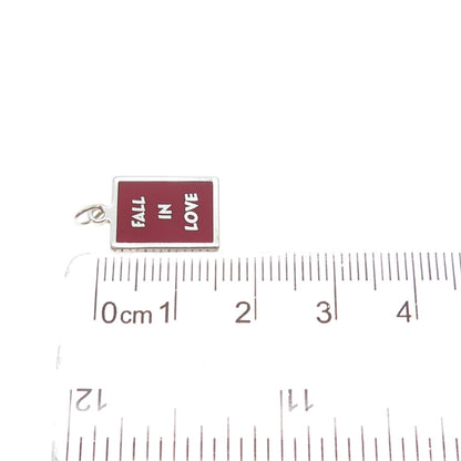 925 Sterling Silver Red Enamel Fall In Love Minimalist Charm Pendant