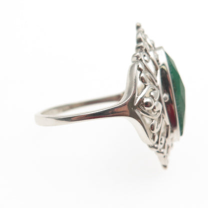 Chuck Clemency 925 Sterling Silver Real Zoisite Heart Ornate Ring Size 8.25