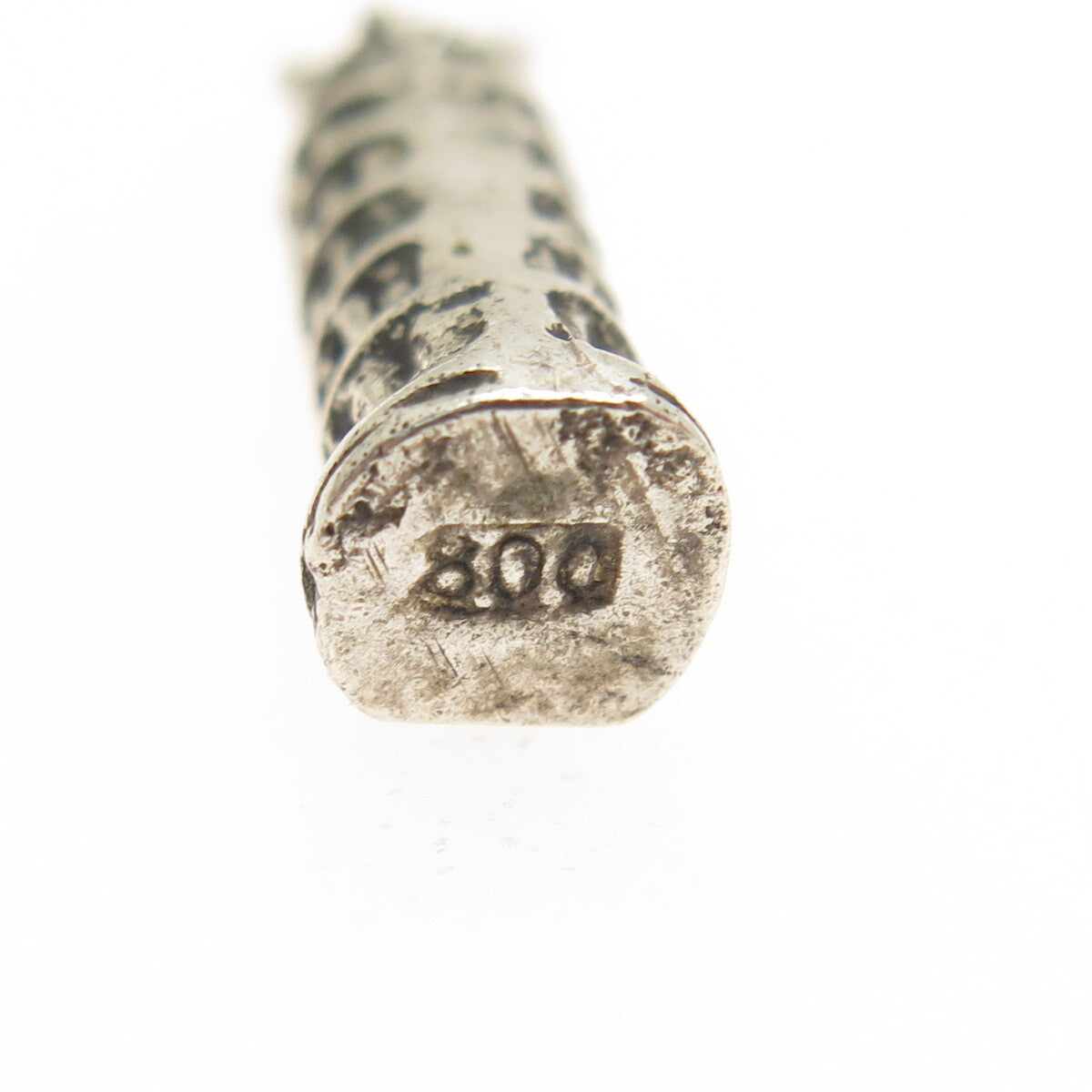 800 Silver Vintage Pisa Tower Minimalist Oxidized Charm Pendant