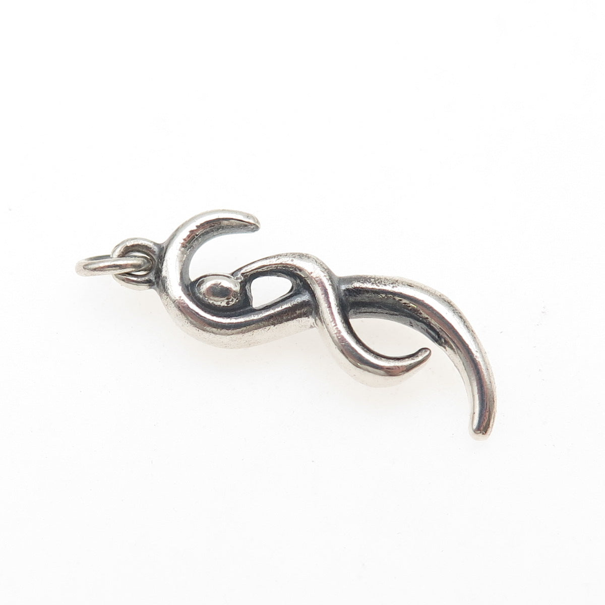 925 Sterling Silver Vintage Modernist Infinity Human Oxidized Charm Pendant