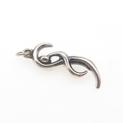 925 Sterling Silver Vintage Modernist Infinity Human Oxidized Charm Pendant