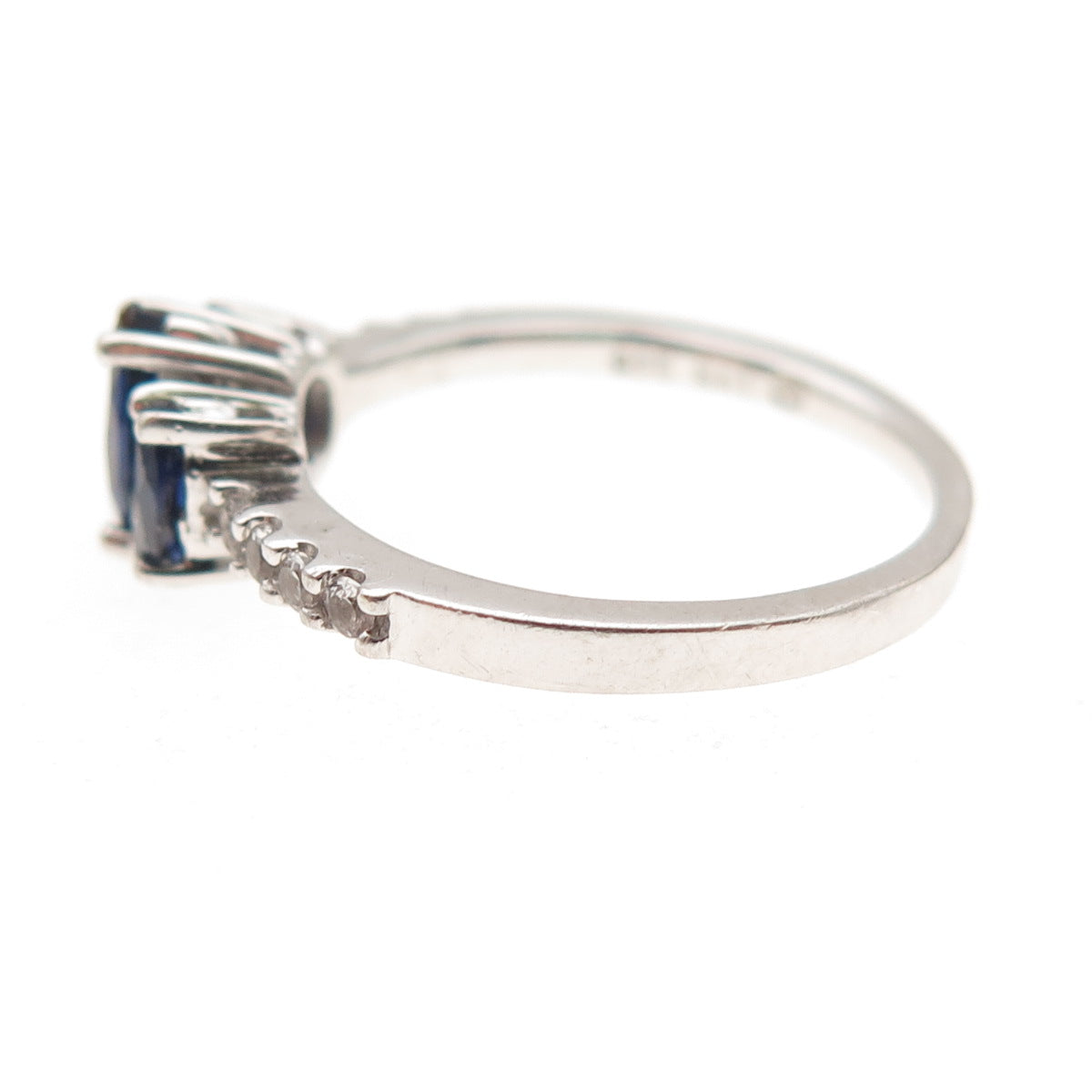 Sai 925 Sterling Silver Vintage Real Sapphire & White Topaz Ring Size 6
