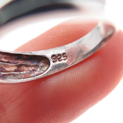 925 Sterling Silver Vintage Modernist Oxidized Ring Size 6.25