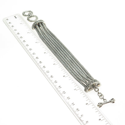 SAMUEL BENHAM BJC 18K Gold Sterling Vintage Multi-Row Wheat Link Bracelet 7.5"