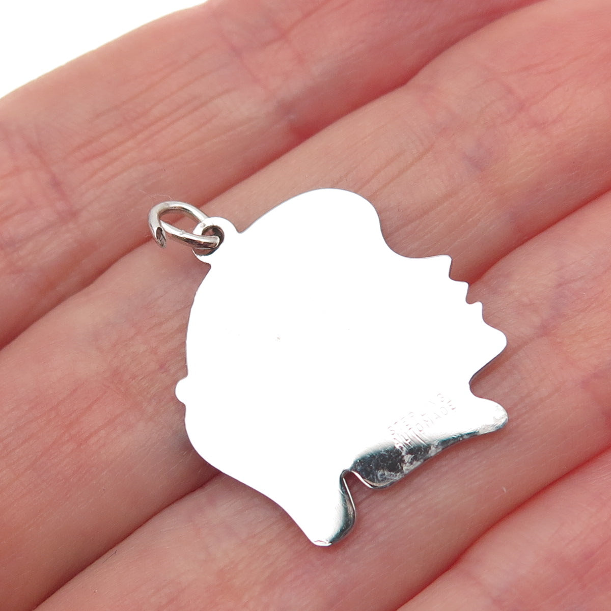 AUTOMADE 925 Sterling Silver Vintage Girl's Profile Mini Charm Pendant