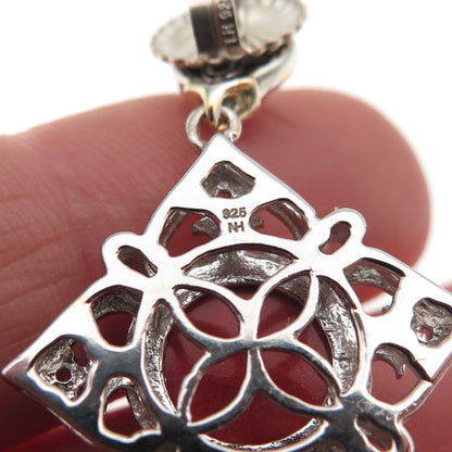 Michael Valitutti Gems En Vogue 925 Sterling 2-Tone Coral & White Topaz Earrings