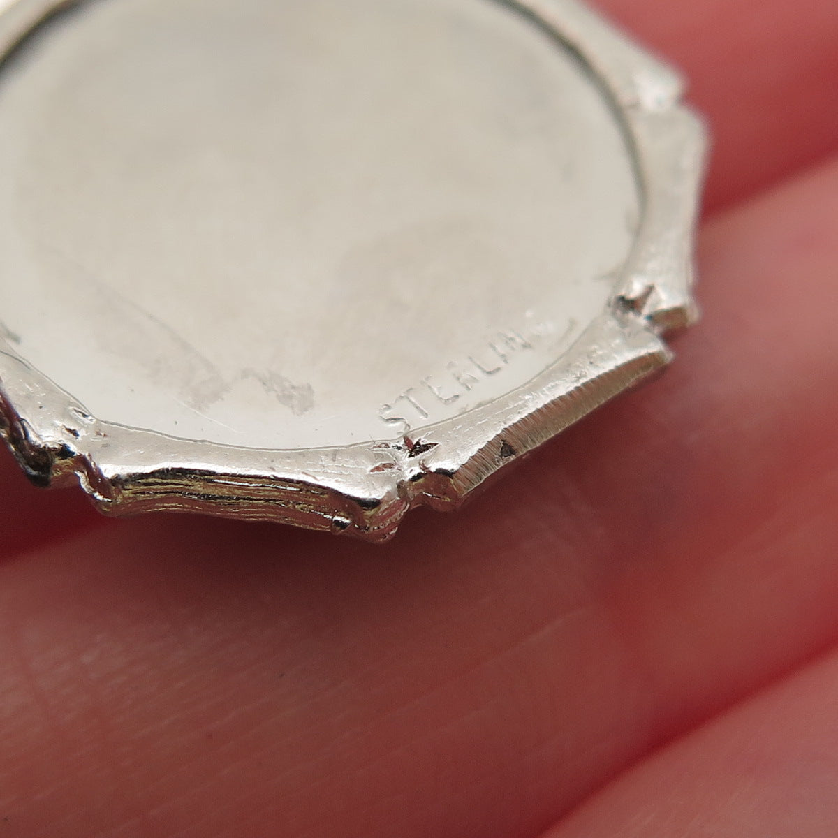 925 Sterling Silver Vintage Faux Pearl Rhinestone Merry Christmas Charm Pendant