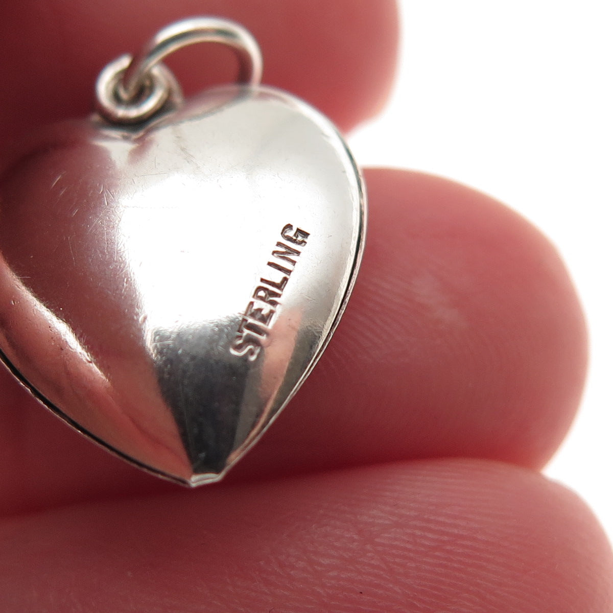 925 Sterling Silver Antique Art Deco V-Shape Chatelaine Heart Mini Charm Pendant