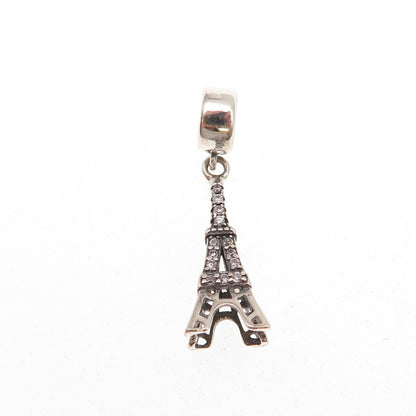 925 Sterling Silver C Z Eiffel Tower Dangle Charm