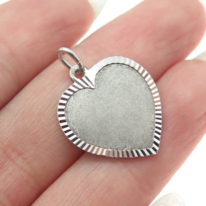 925 Sterling Silver Vintage Italy Textured Heart Pendant