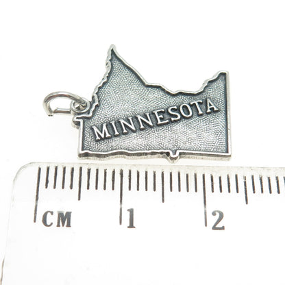 925 Sterling Silver Vintage "Minnesota" State Map Pendant