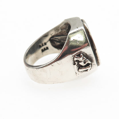 925 Sterling Silver Vintage Allah Islam Religious Oxidized Signet Ring Size 9