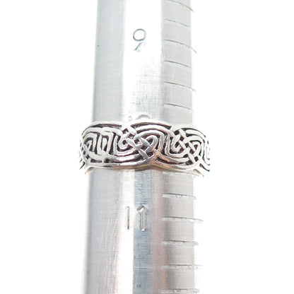 PETER STONE 925 Sterling Silver Vintage Celtic Knot Oxidized Band Ring Size 10.5