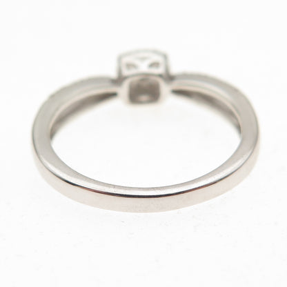 Sun 925 Sterling Silver Real Round-Cut Diamond Engagement Ring Size 7