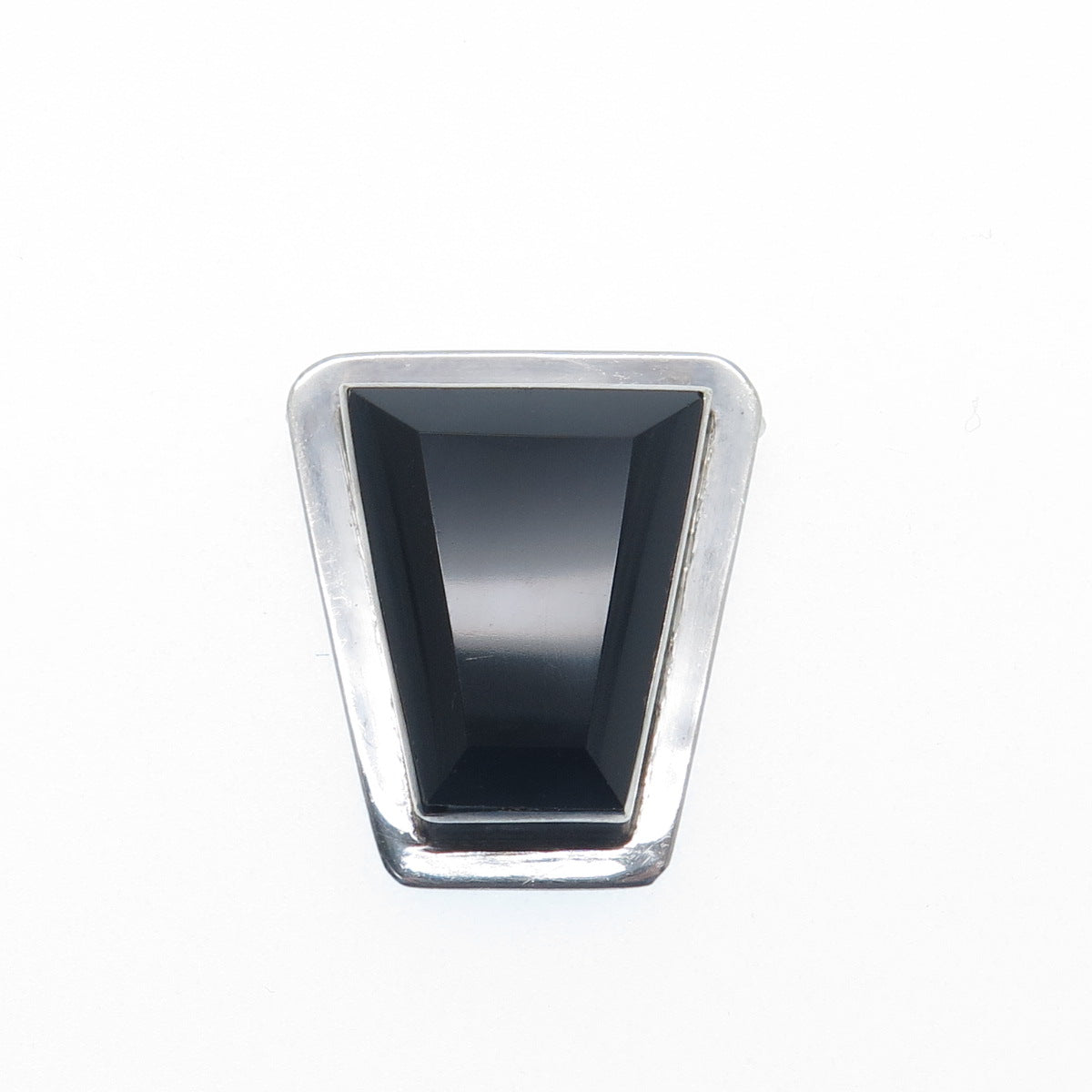 925 Sterling Silver Vintage Mexico Real Black Onyx Modernist Slide Pendant