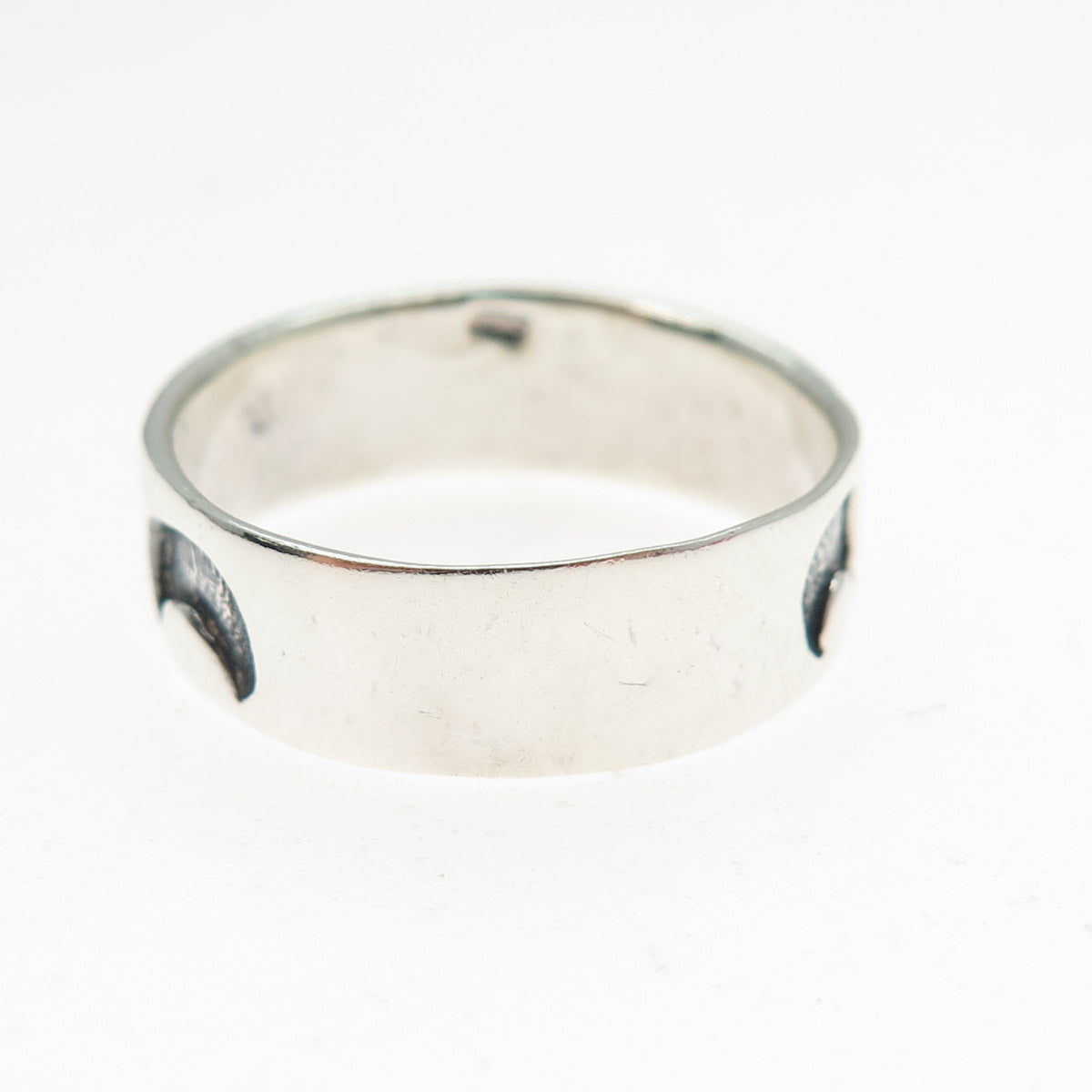 925 Sterling Silver Vintage Crescent Moon Band Ring Size 10.25