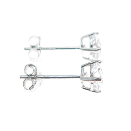 925 Sterling Silver Round-Cut C Z Stud Earrings