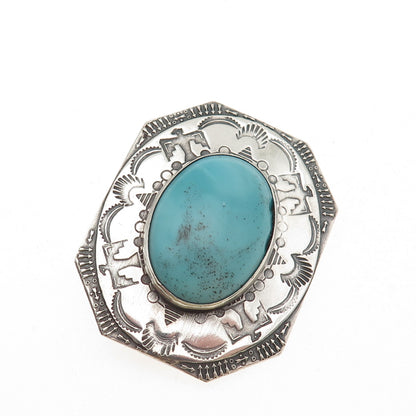 Old Pawn Sterling Silver Vintage Southwestern Turquoise Thunderbird Pin Brooch