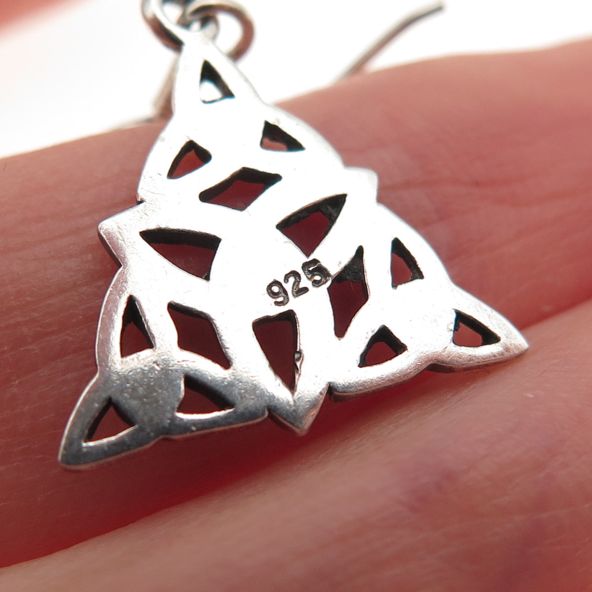 925 Sterling Silver Vintage Celtic Trinity Oxidized Dangle Earrings