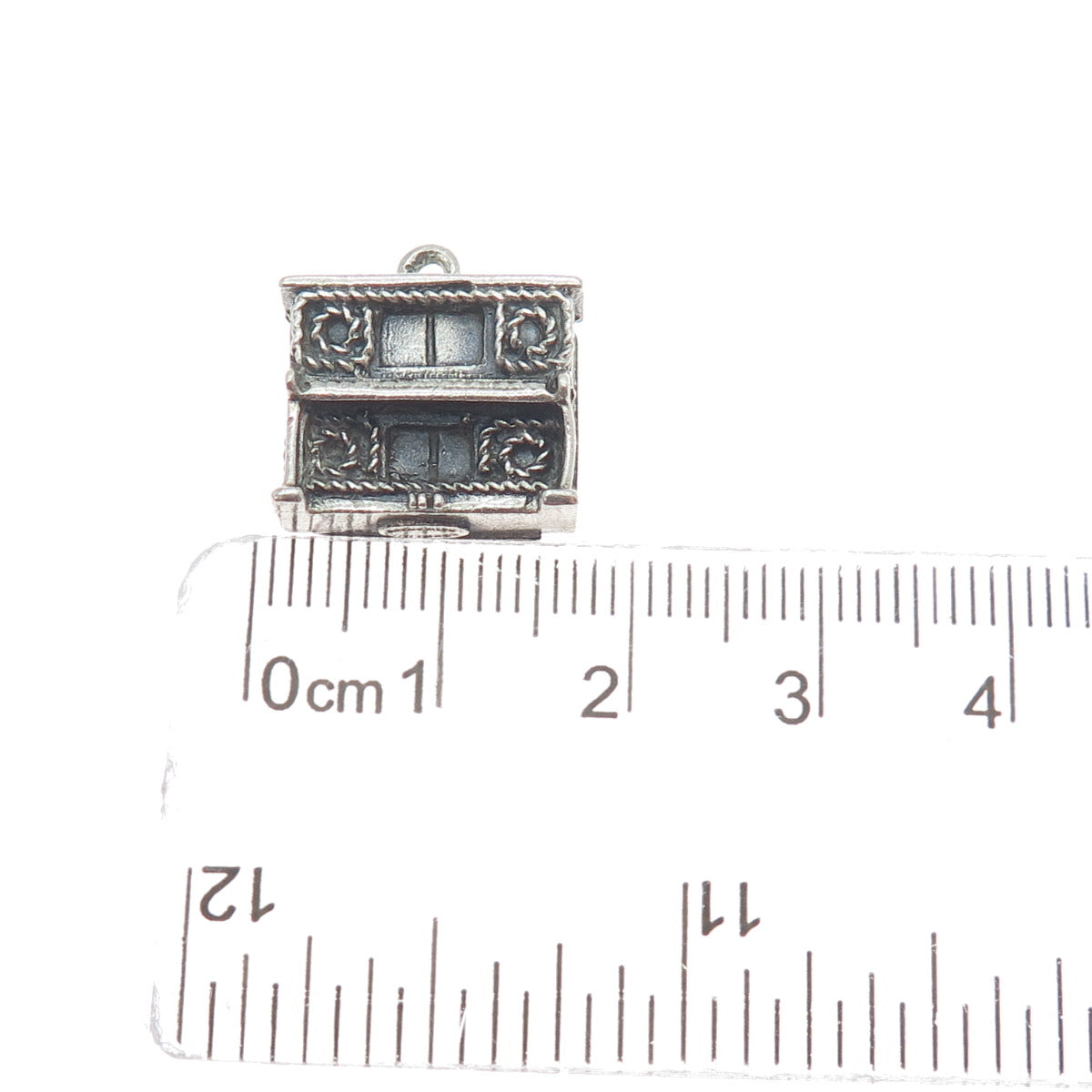 DANECRAFT 925 Sterling Silver Vintage Piano Oxidized Minimalist 3D Charm Pendant