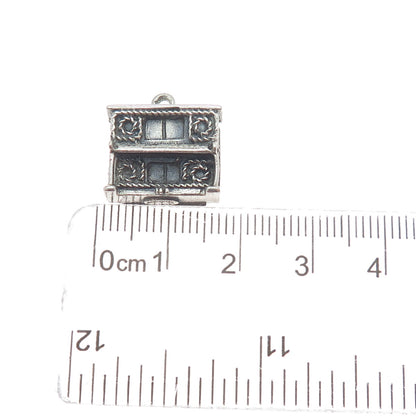 DANECRAFT 925 Sterling Silver Vintage Piano Oxidized Minimalist 3D Charm Pendant