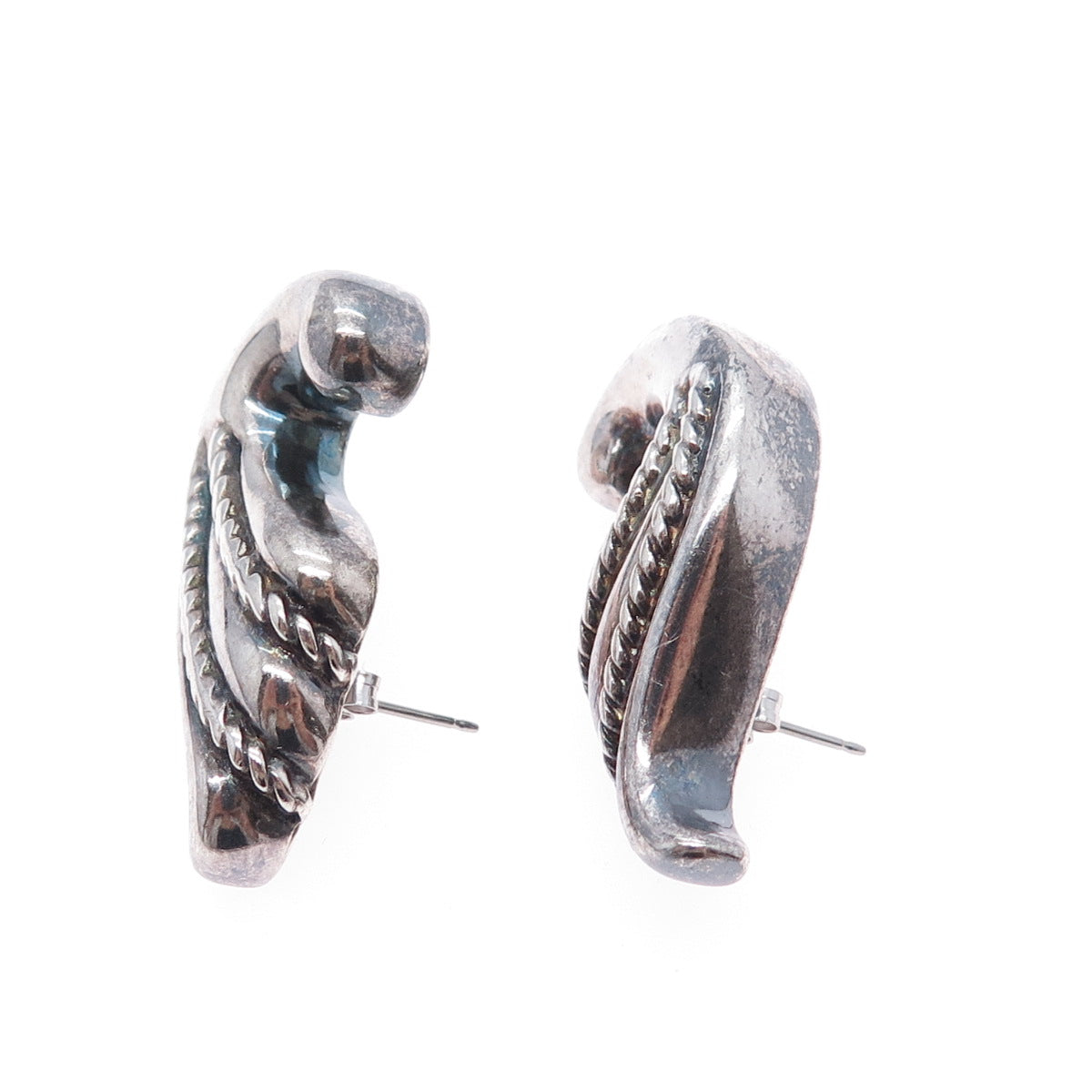 AIRIESS 925 Sterling Silver Vintage Modernist Oxidized Earrings